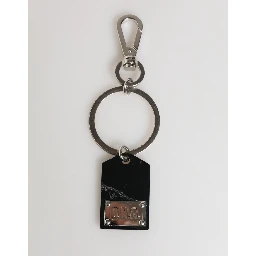 Black Silver Brass LogoPlaque Metal Ring Keyring  Keychain