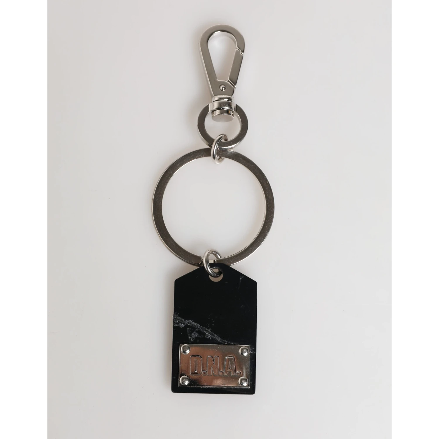 Black Silver Brass LogoPlaque Metal Ring Keyring  Keychain