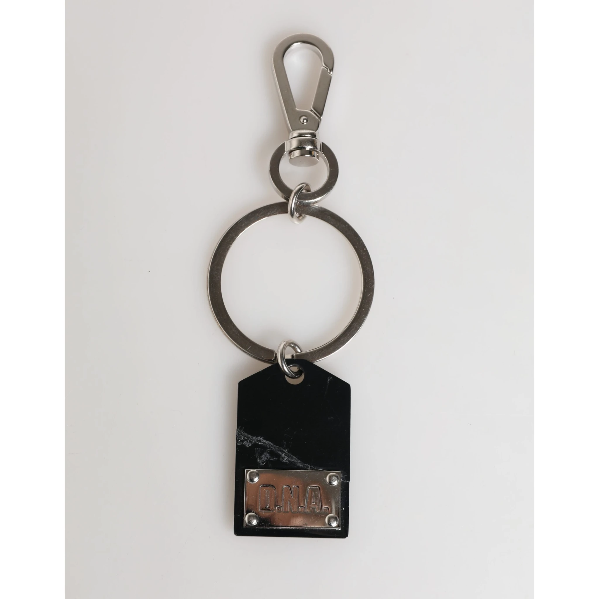 Black Silver Brass LogoPlaque Metal Ring Keyring  Keychain