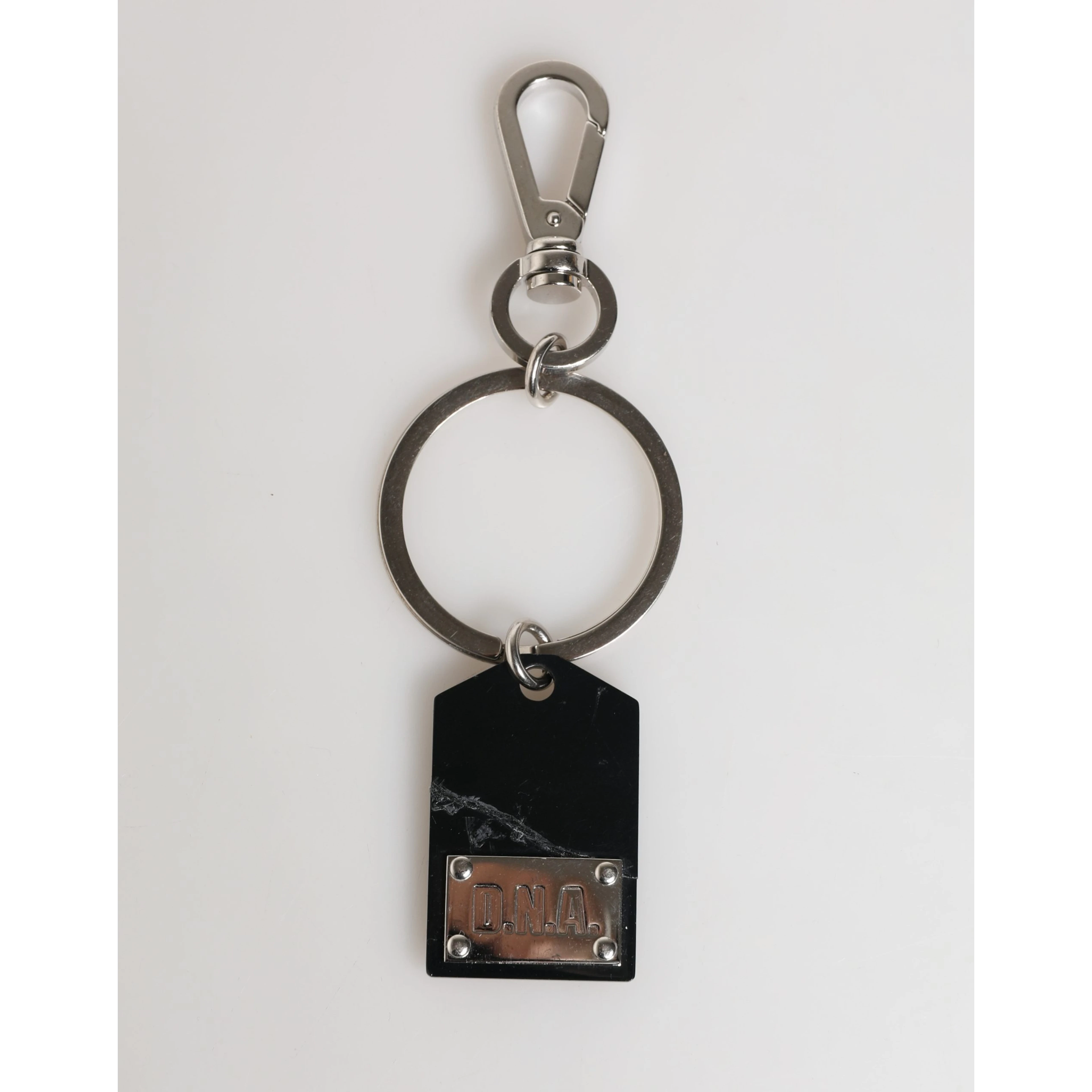 Black Silver Brass LogoPlaque Metal Ring Keyring Keychain