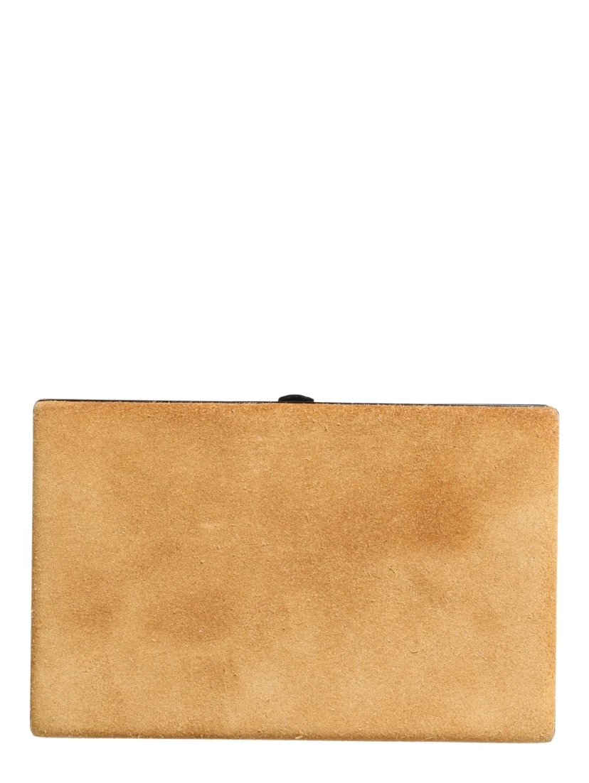 Beige Velvet Calf Leather Clutch Evening Women Purse Bag