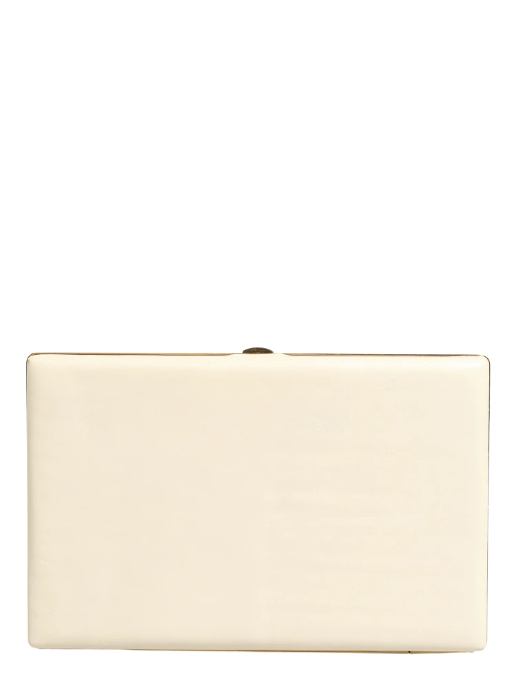 White Lambskin Leather Clutch Evening Women Purse Bag
