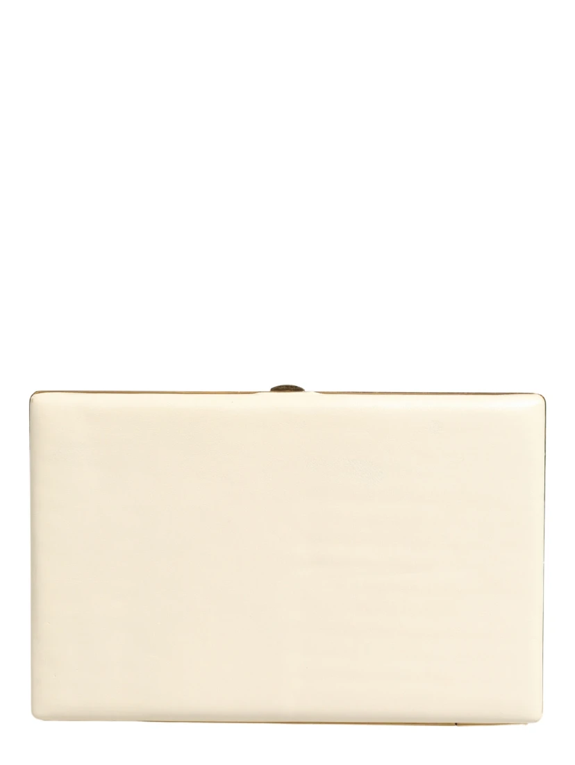 White Lambskin Leather Clutch Evening Women Purse Bag