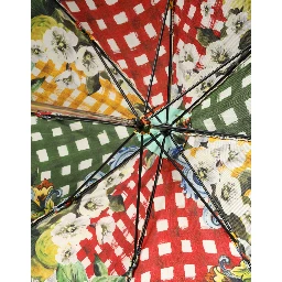 Multicolor Carretto Siciliano Print Collapsible Umbrella