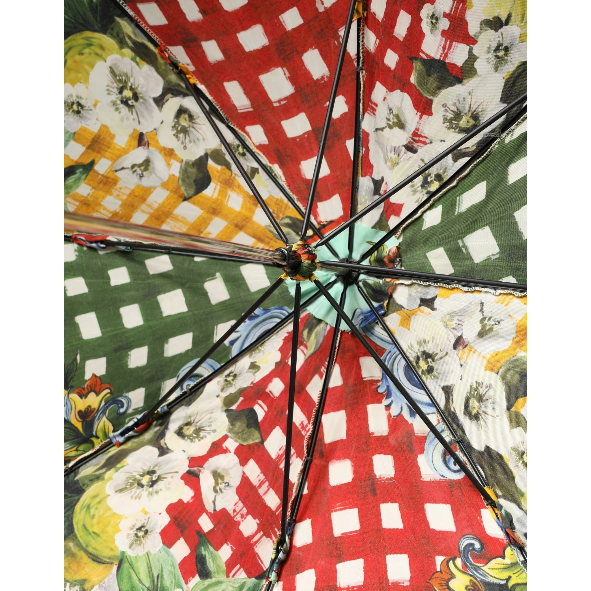 Multicolor Carretto Siciliano Print Collapsible Umbrella