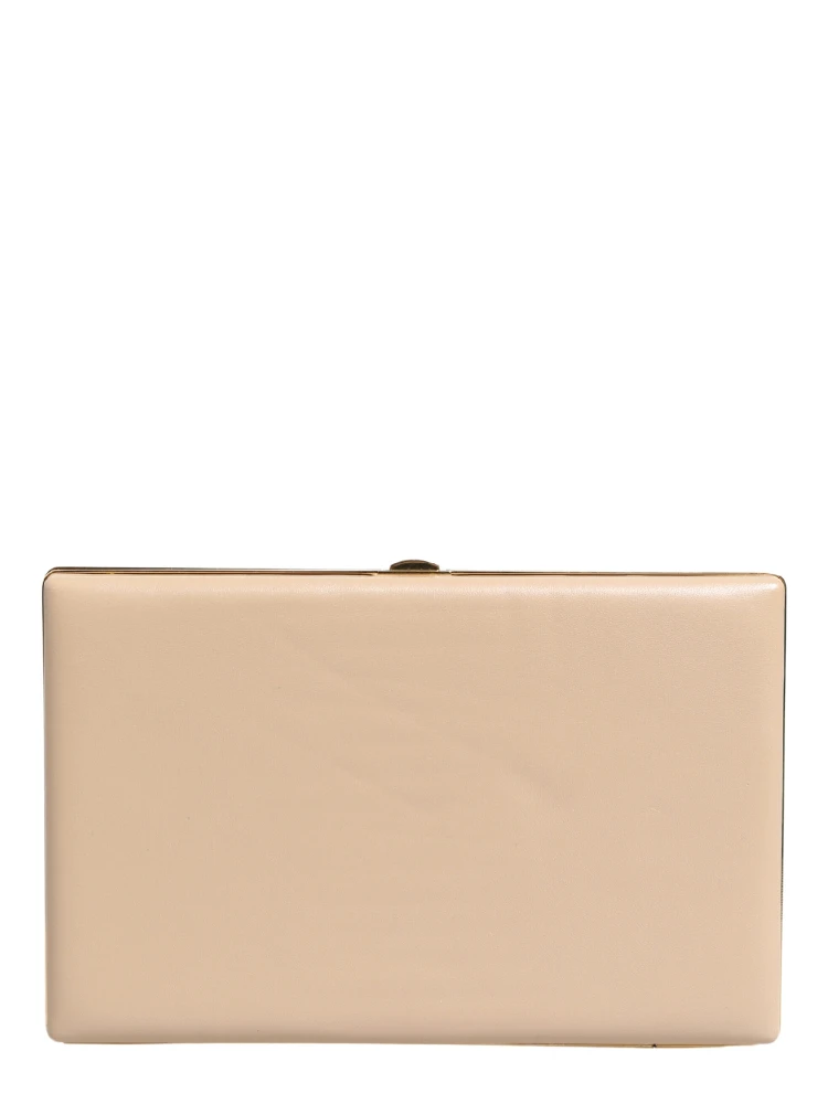 Beige Lambskin Leather Clutch Evening Women Purse Bag