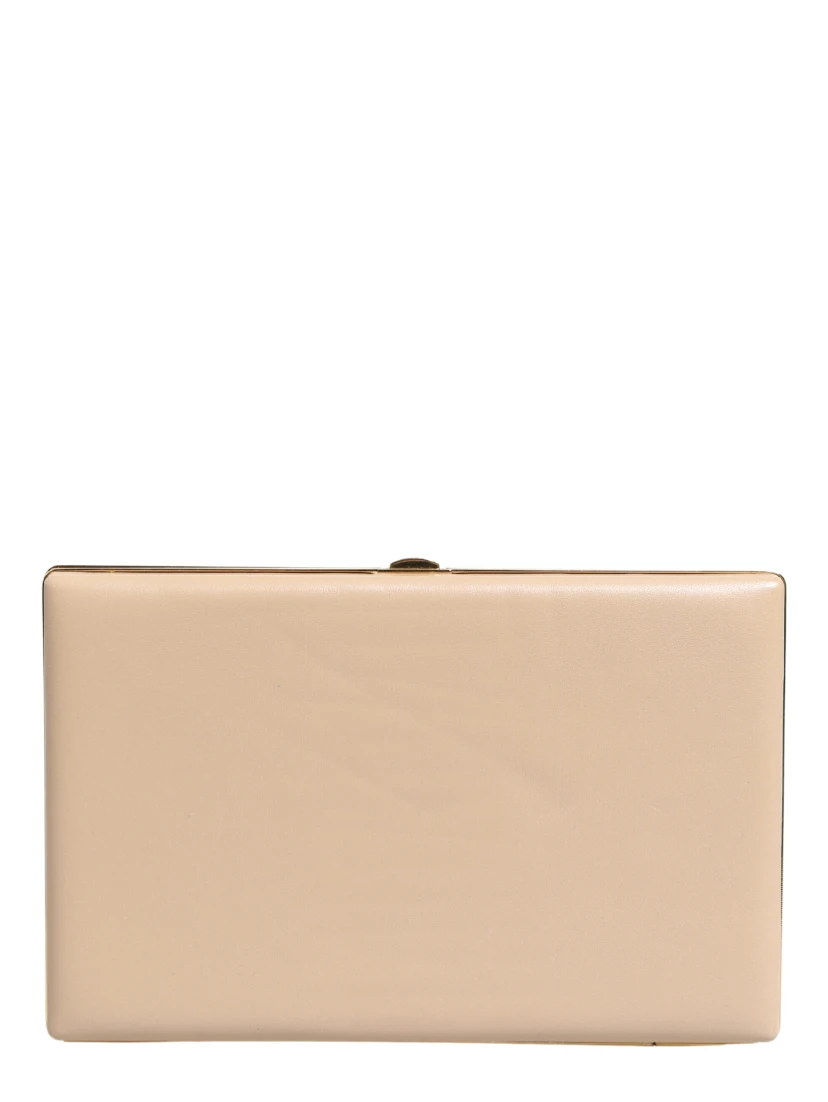 Beige Lambskin Leather Clutch Evening Women Purse Bag