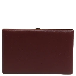 Brown Calfskin Leather Clutch Evening Women Purse Bag