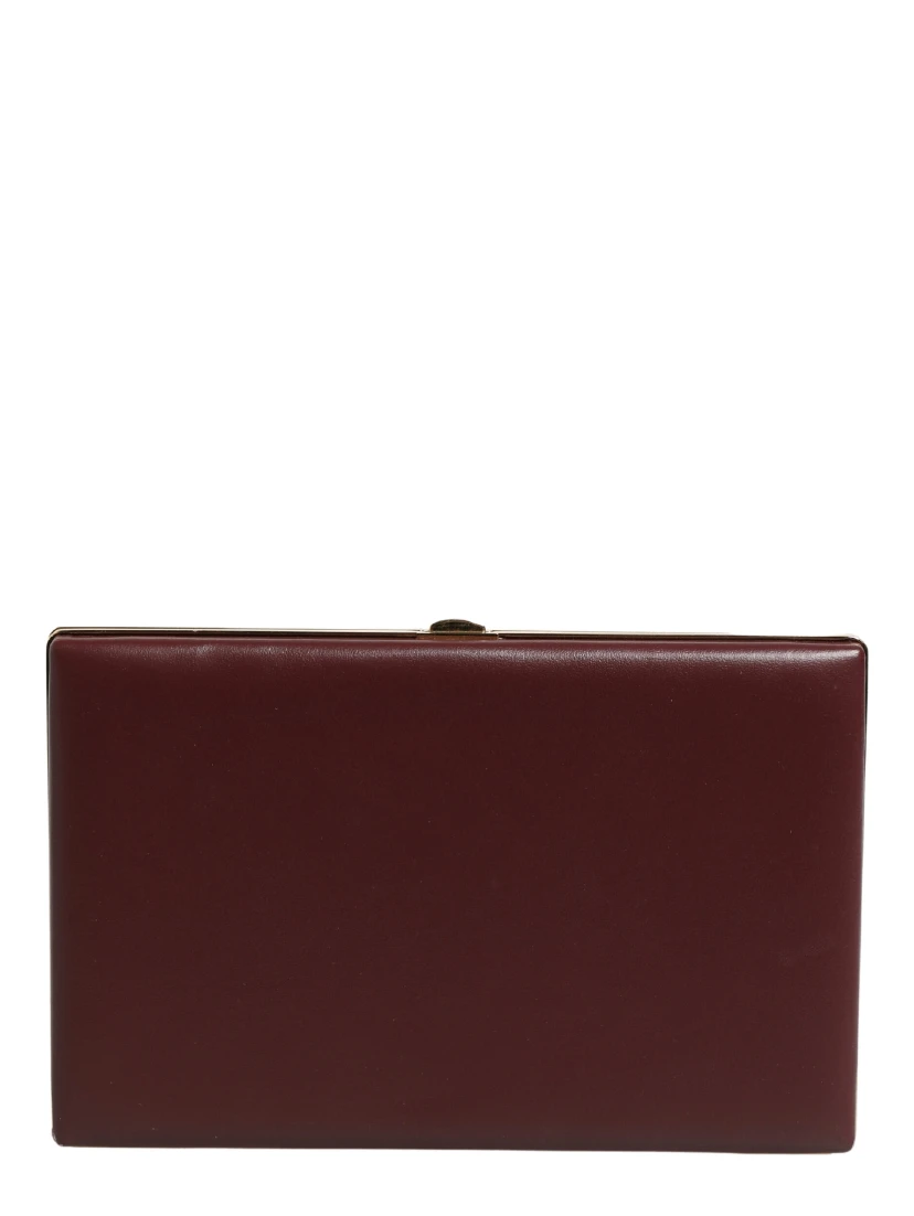 Brown Calfskin Leather Clutch Evening Women Purse Bag
