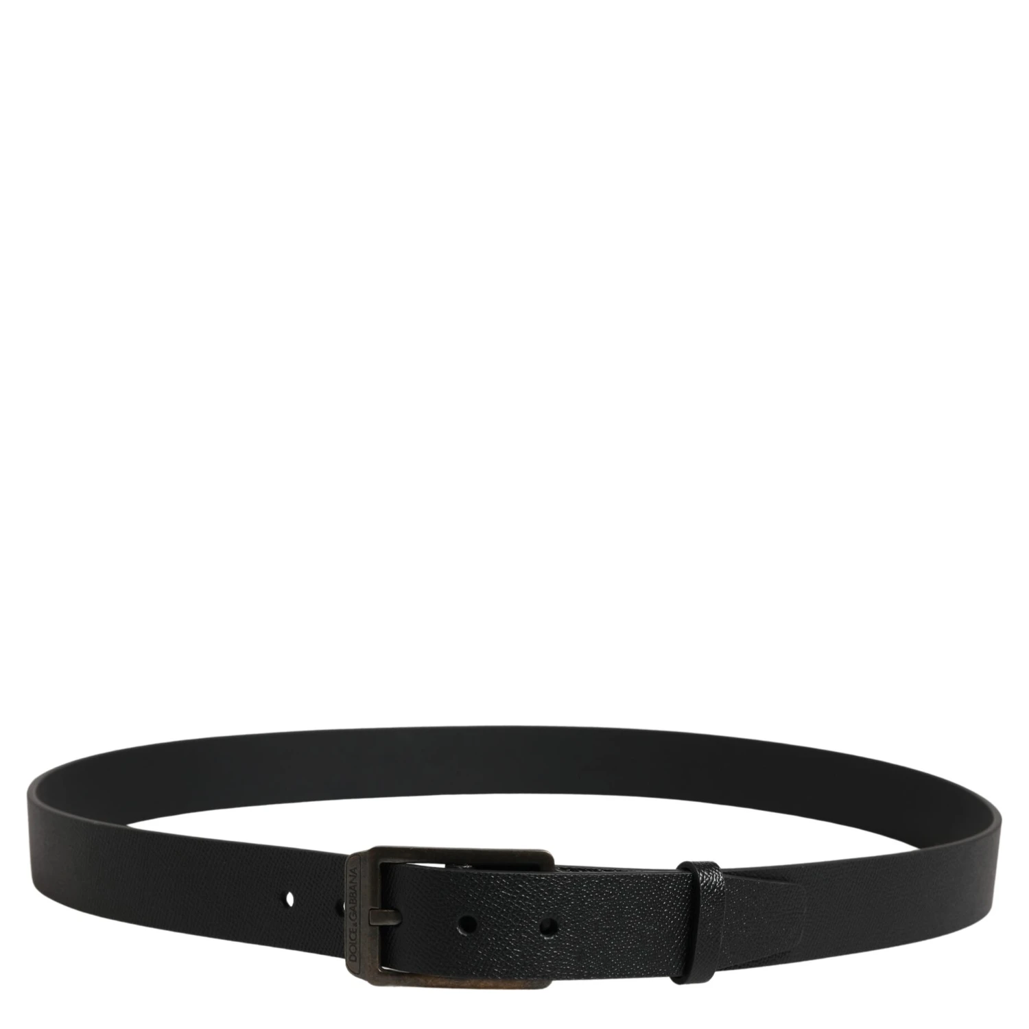 Black Calf Leather Gold Metal Buckle  Belt