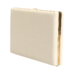 White Lambskin Leather Clutch Evening Women Purse Bag