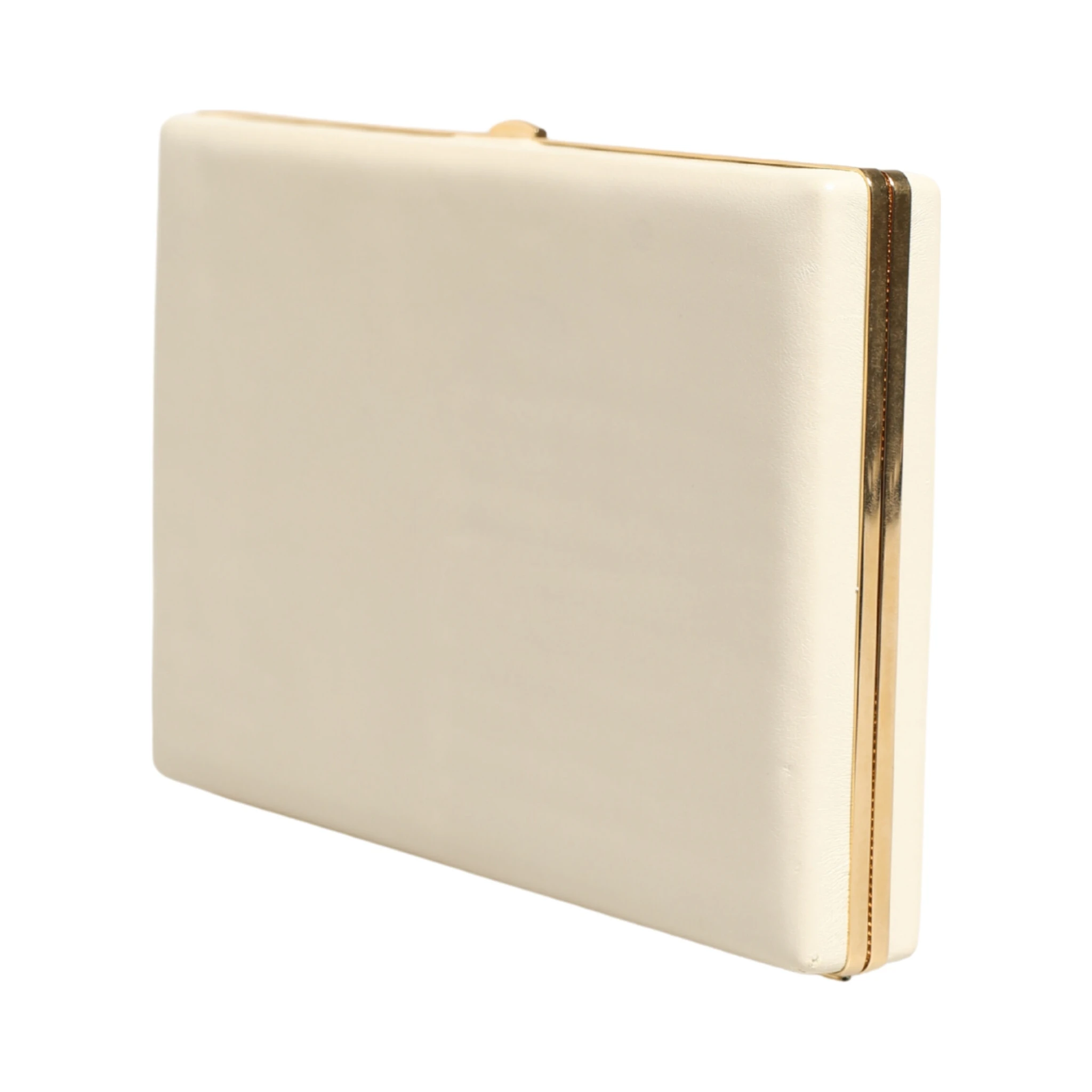 White Lambskin Leather Clutch Evening Women Purse Bag