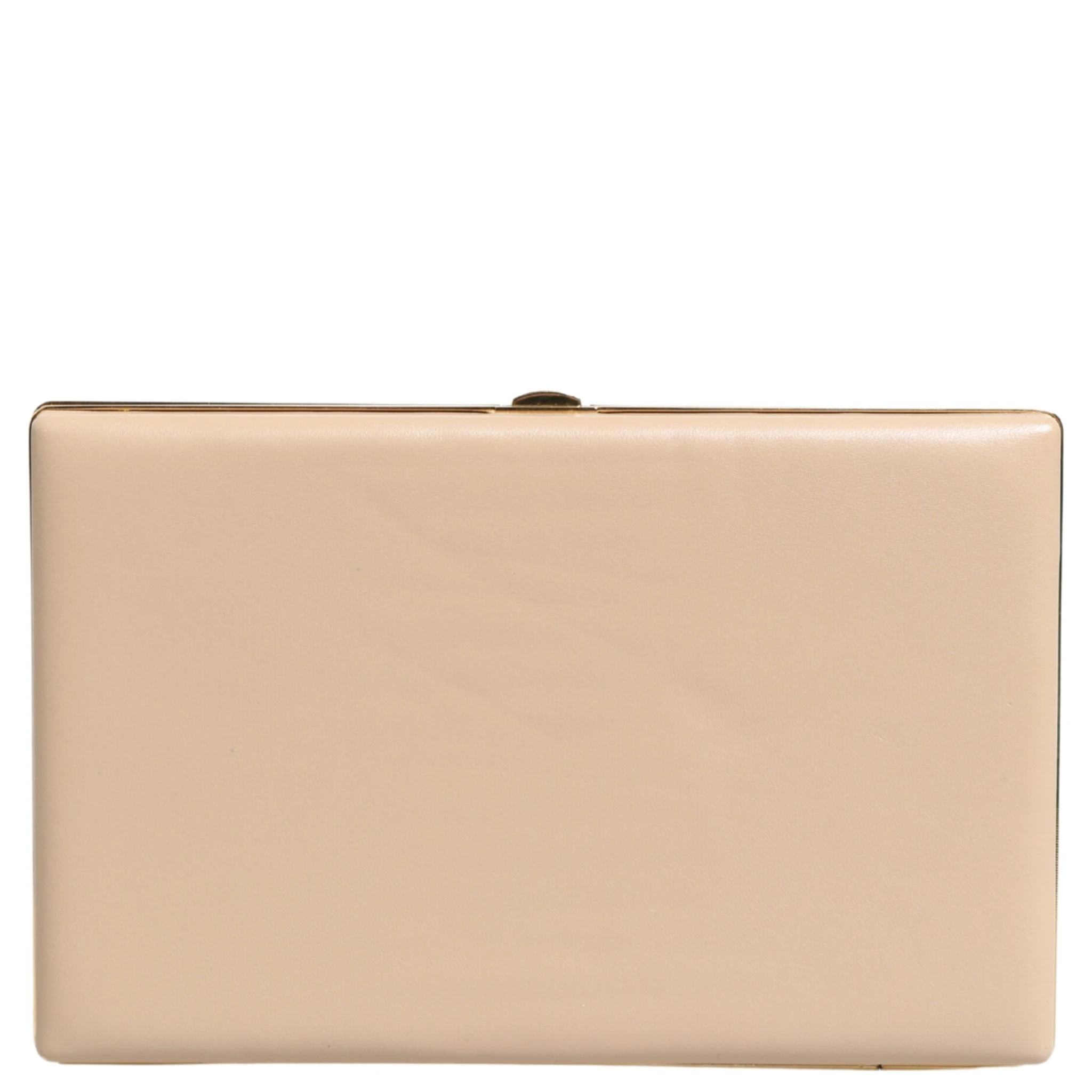 Beige Lambskin Leather Clutch Evening Women Purse Bag