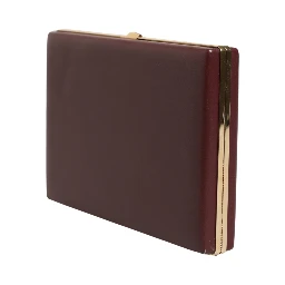Brown Calfskin Leather Clutch Evening Women Purse Bag