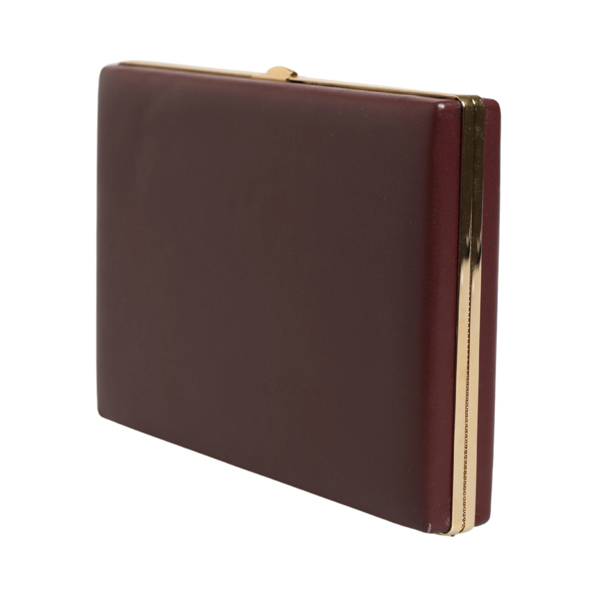 Brown Calfskin Leather Clutch Evening Women Purse Bag