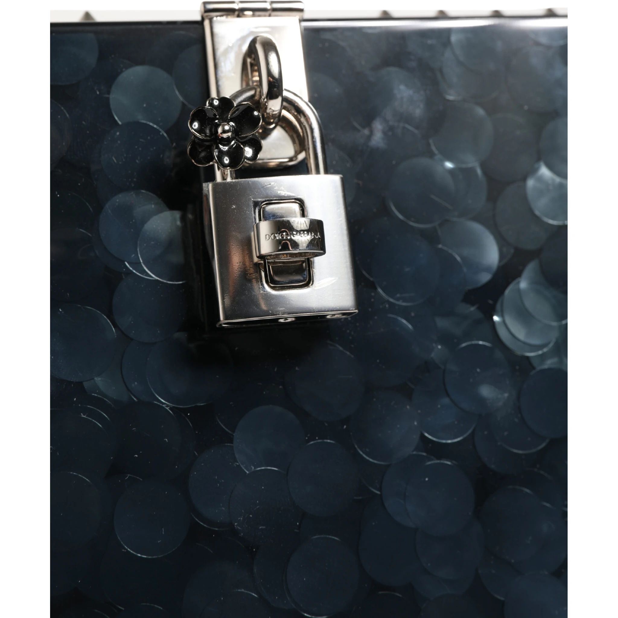 Black Acrylic Plexiglass Studded DOLCE BOX Clutch Bag