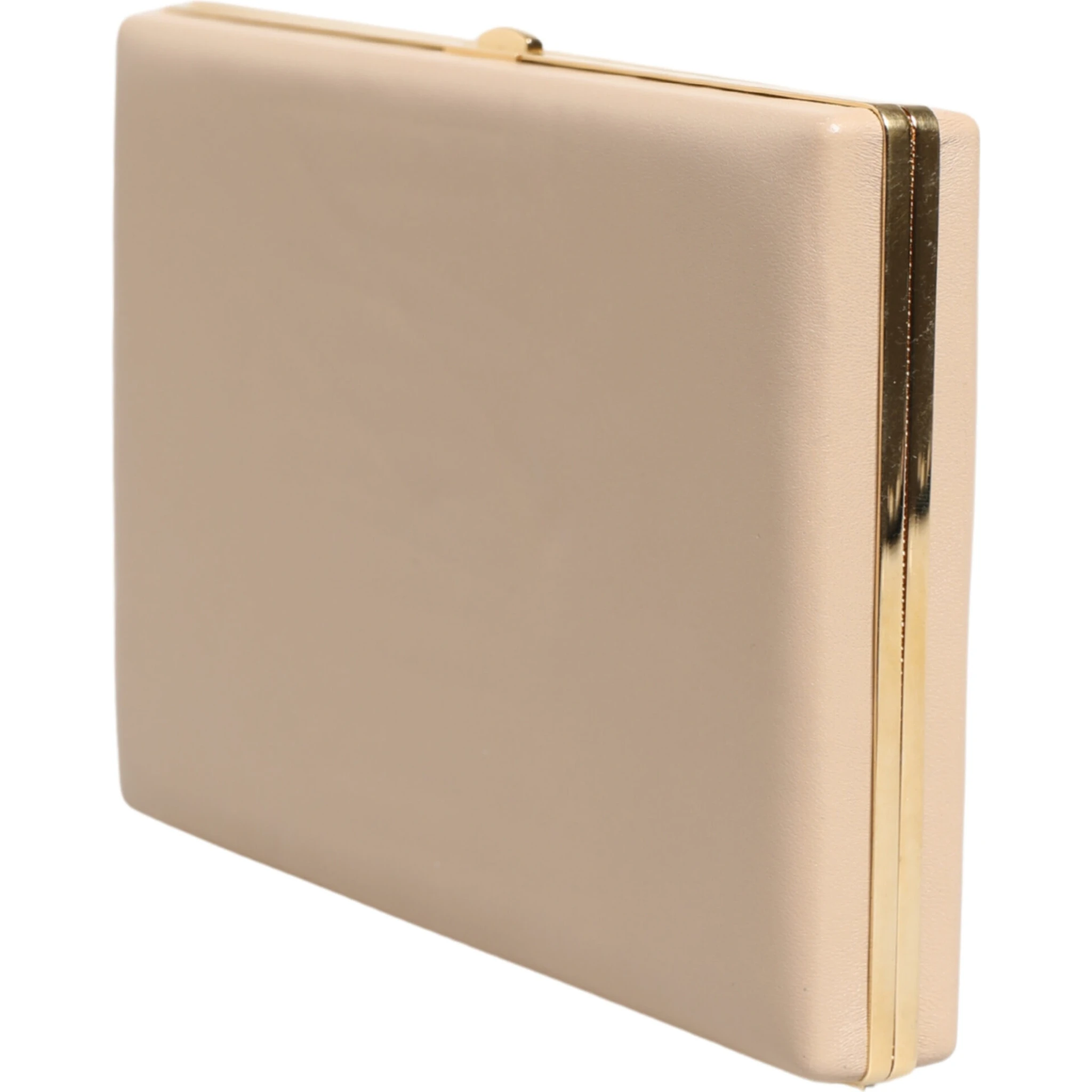 Beige Lambskin Leather Clutch Evening Women Purse Bag