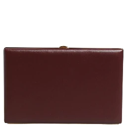 Brown Calfskin Leather Clutch Evening Women Purse Bag
