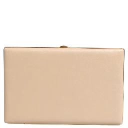 Beige Lambskin Leather Clutch Evening Women Purse Bag