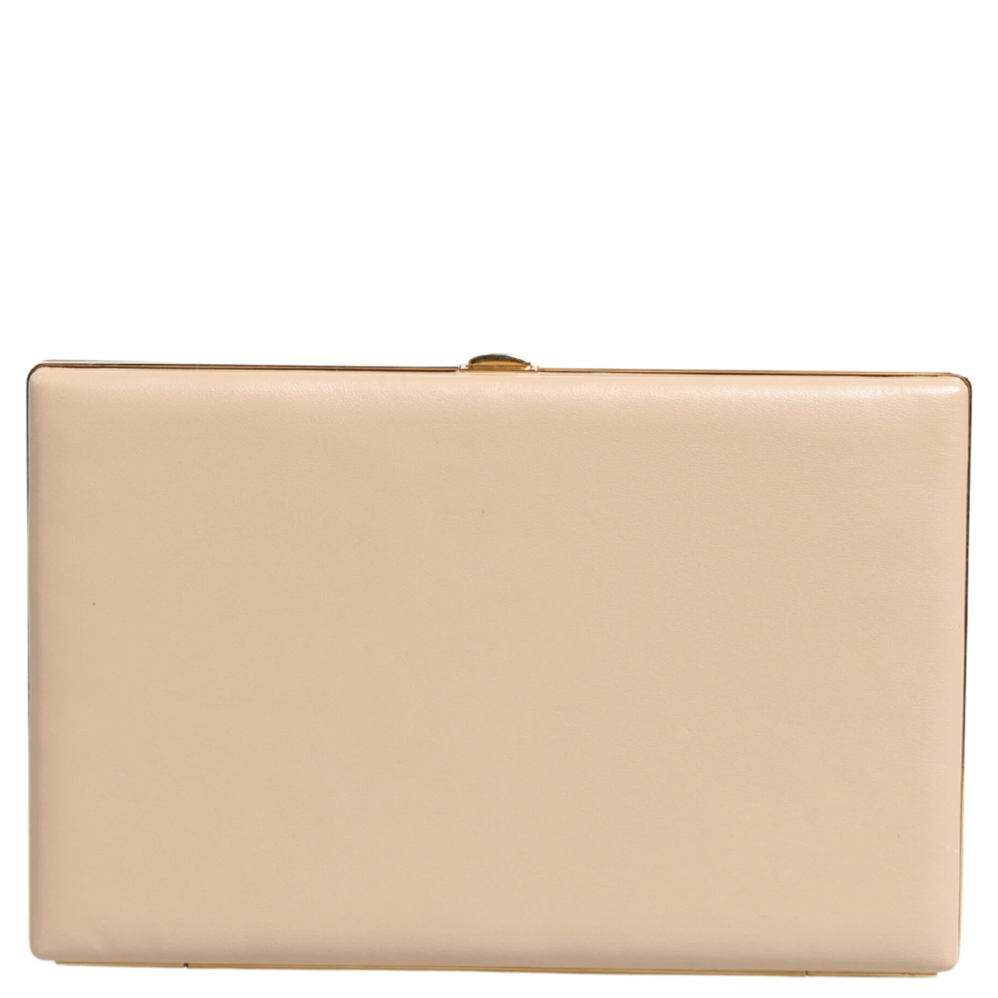 Beige Lambskin Leather Clutch Evening Women Purse Bag