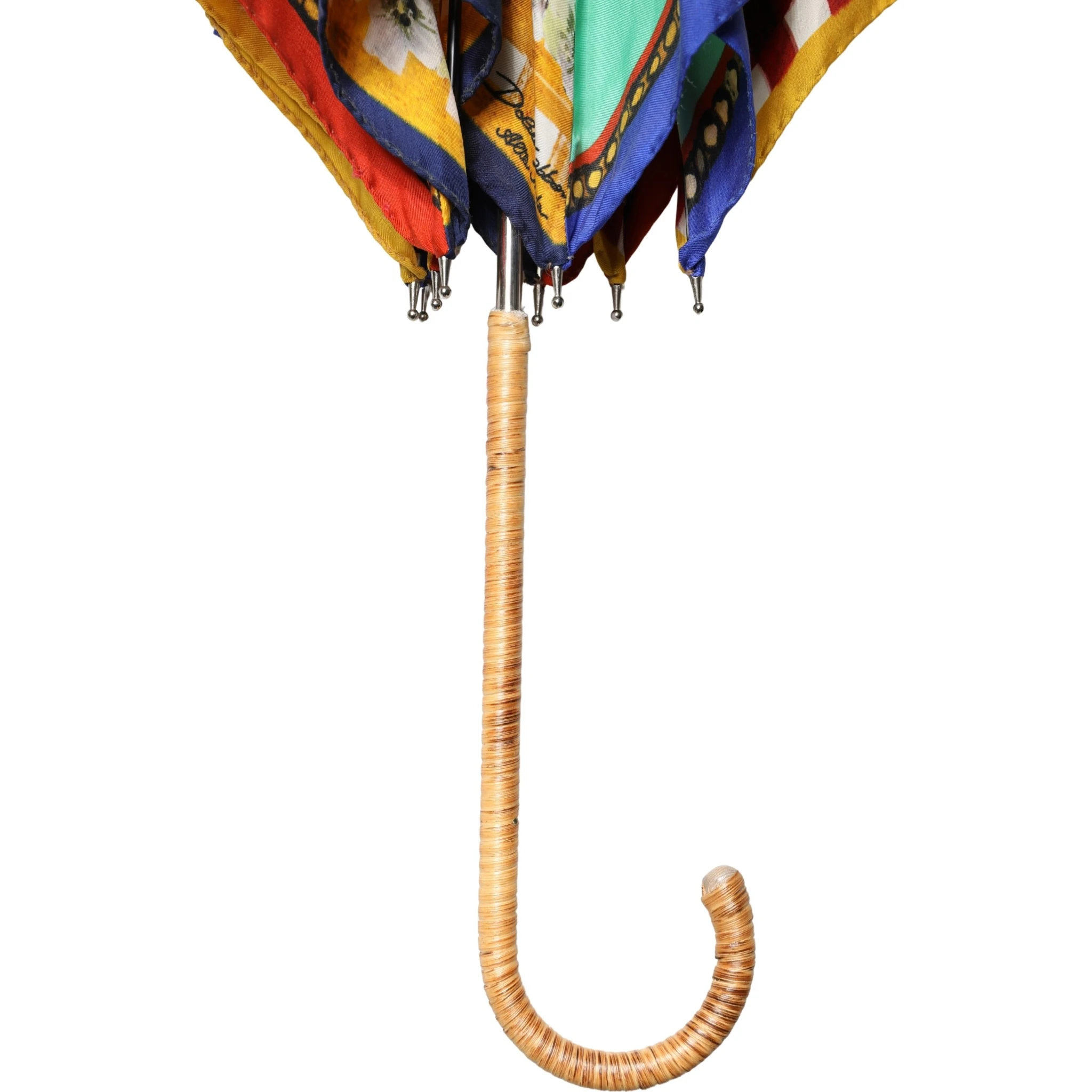 Multicolor Carretto Siciliano Print Collapsible Umbrella