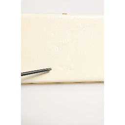 White Lambskin Leather Clutch Evening Women Purse Bag