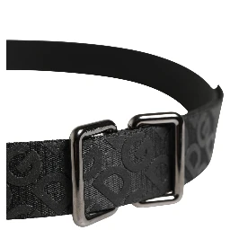 Black Logo Monogram Silver Metal Buckle Belt