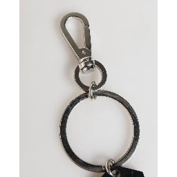Black Silver Brass LogoPlaque Metal Ring Keyring  Keychain