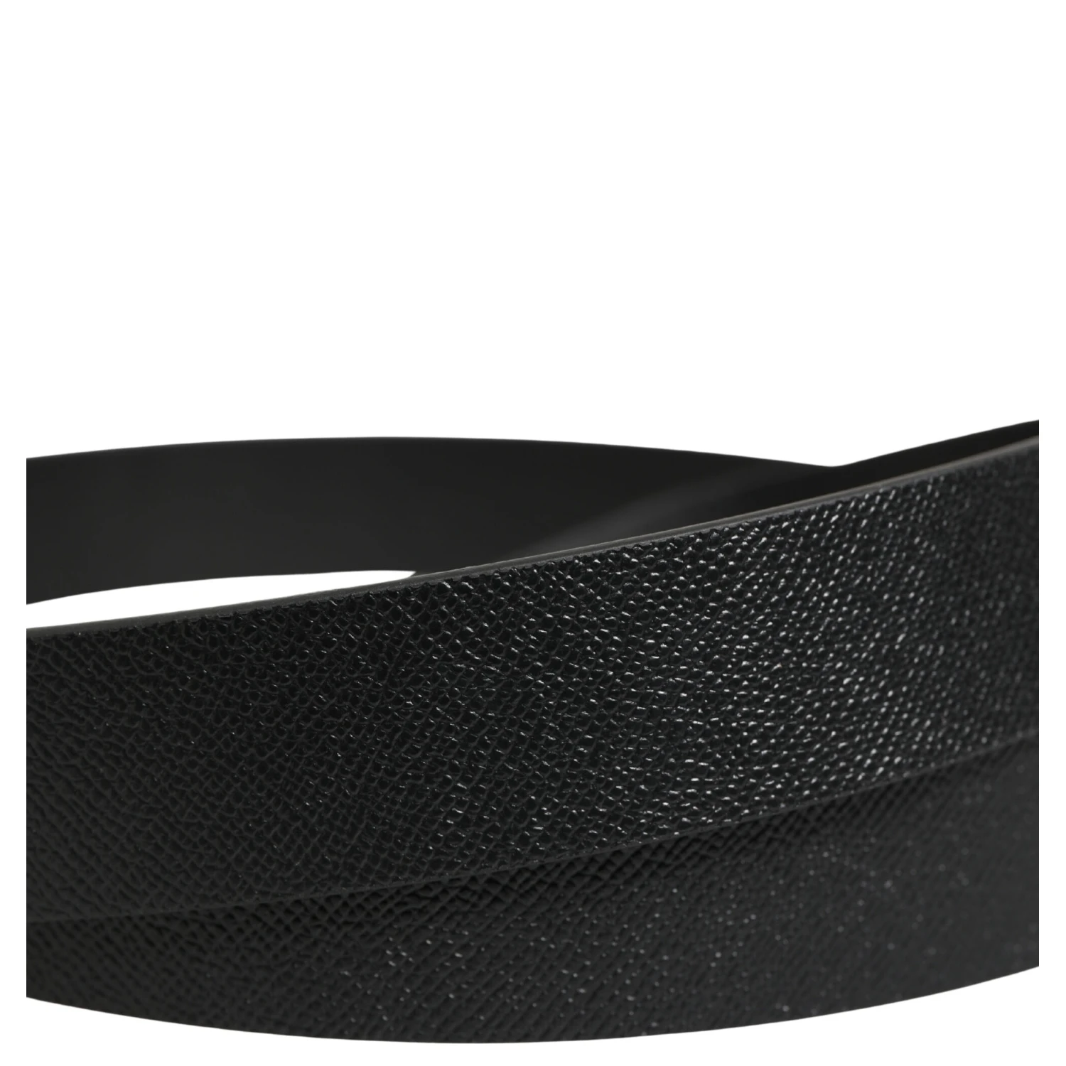 Black Calf Leather Silver Metal Buckle Belt