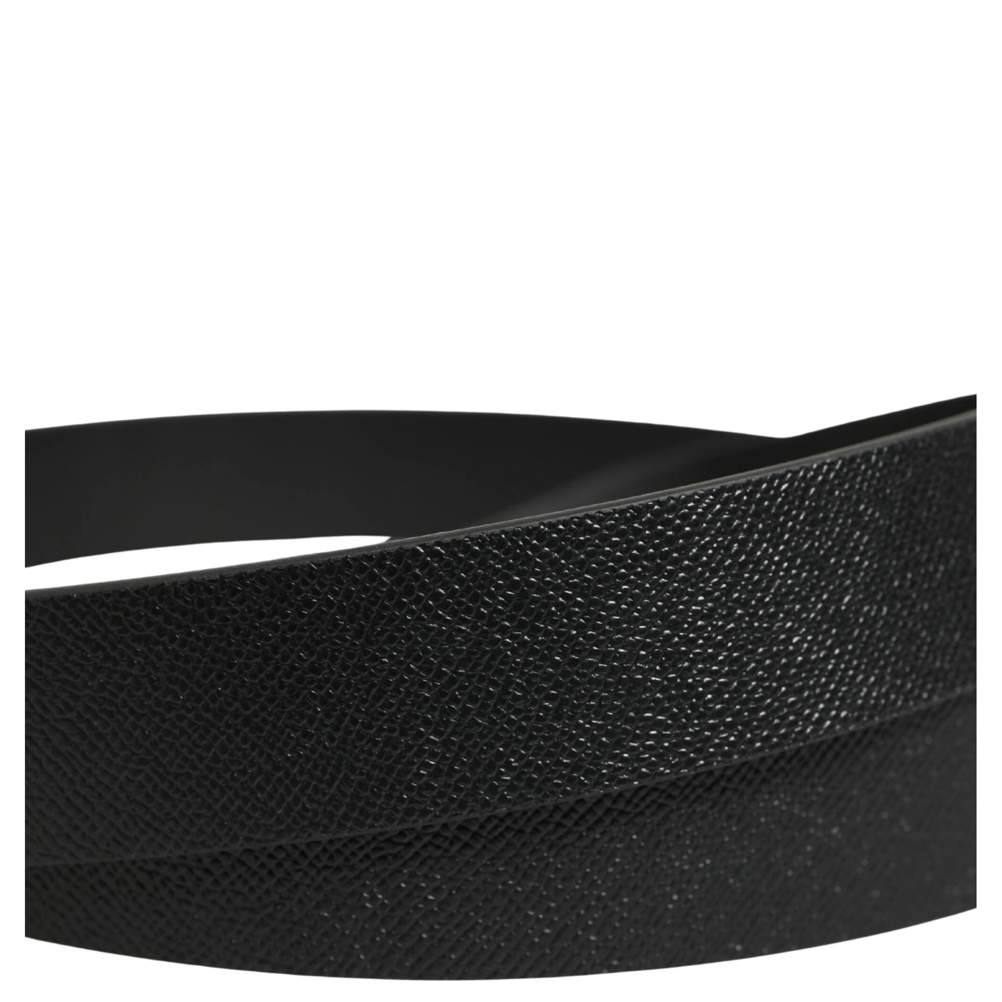 Black Calf Leather Silver Metal Buckle Belt