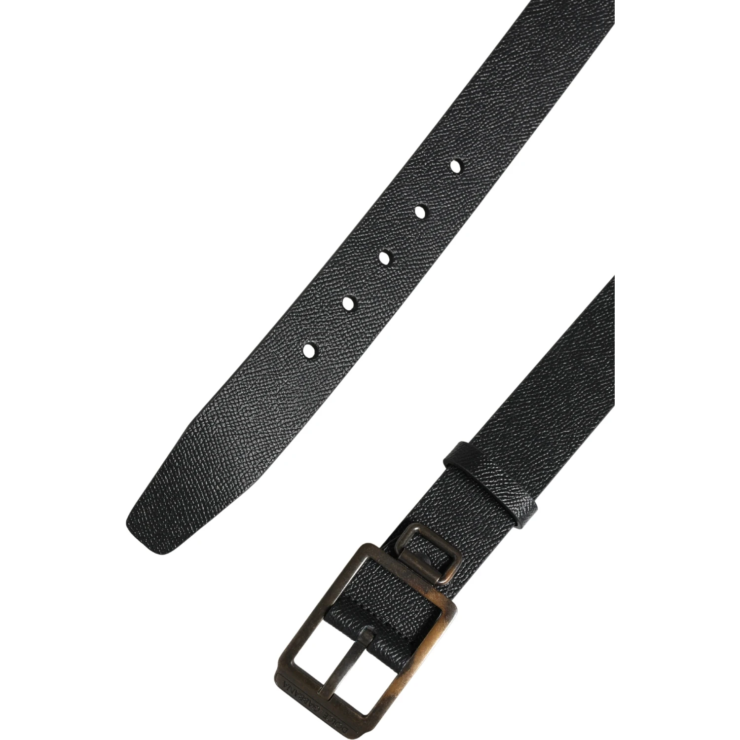Black Calf Leather Gold Metal Buckle  Belt