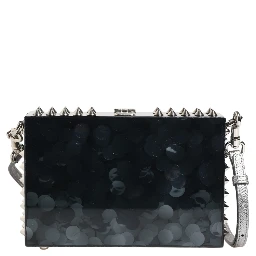 Black Acrylic Plexiglass Studded DOLCE BOX Clutch Bag