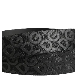 Black Logo Monogram Silver Metal Buckle Belt