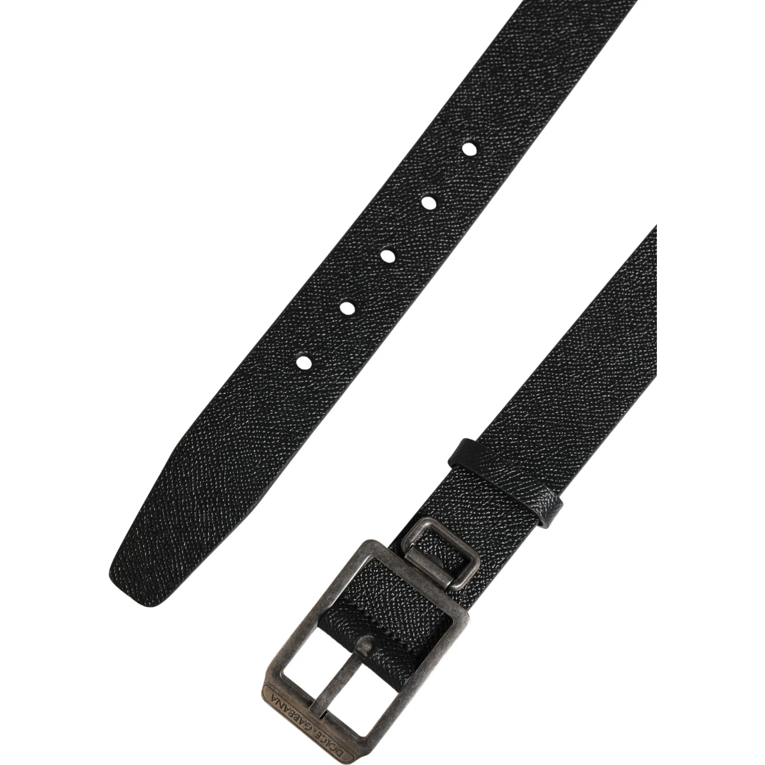 Black Calf Leather Silver Metal Buckle Belt