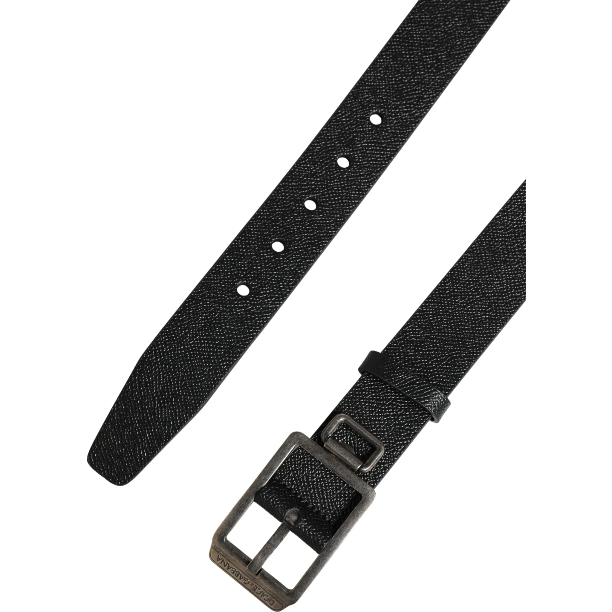 Black Calf Leather Silver Metal Buckle Belt