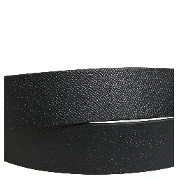 Black Calf Leather Silver Metal Buckle Belt