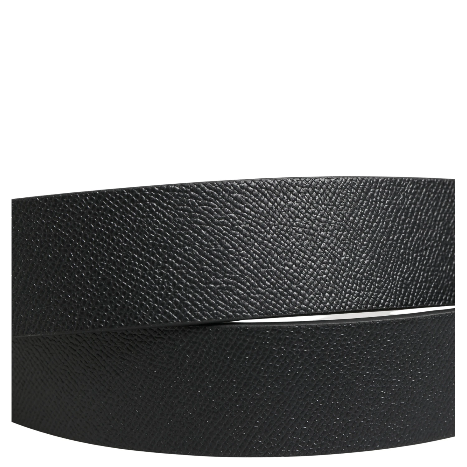 Black Calf Leather Silver Metal Buckle Belt