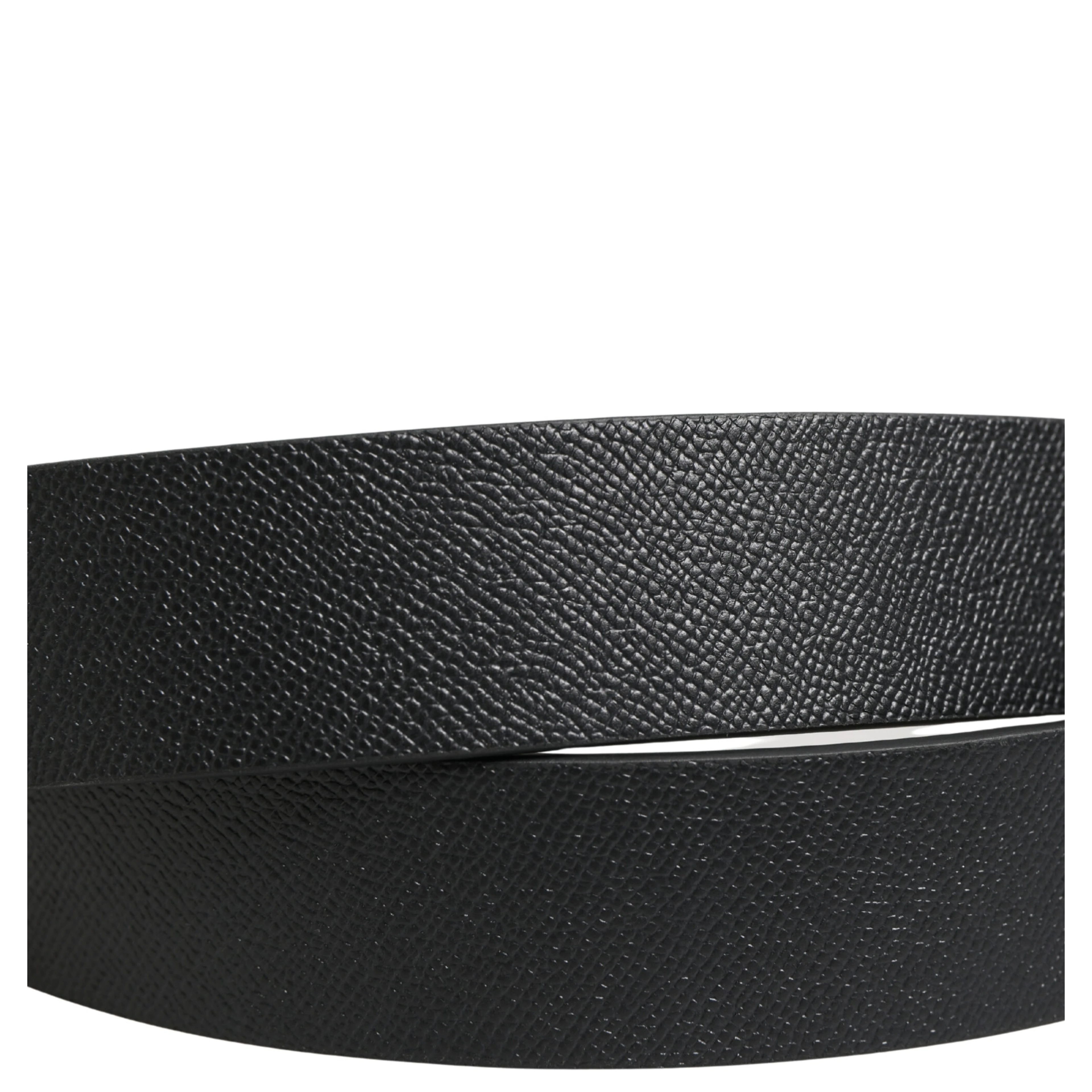 Black Calf Leather Silver Metal Buckle Belt