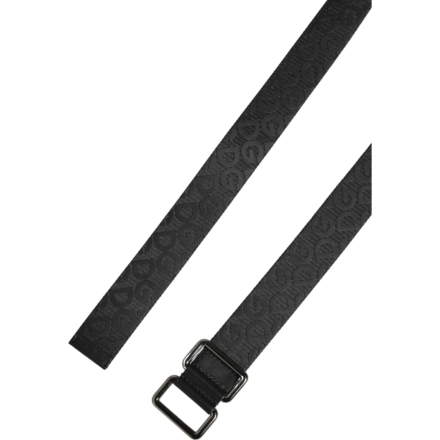Black Logo Monogram Silver Metal Buckle Belt