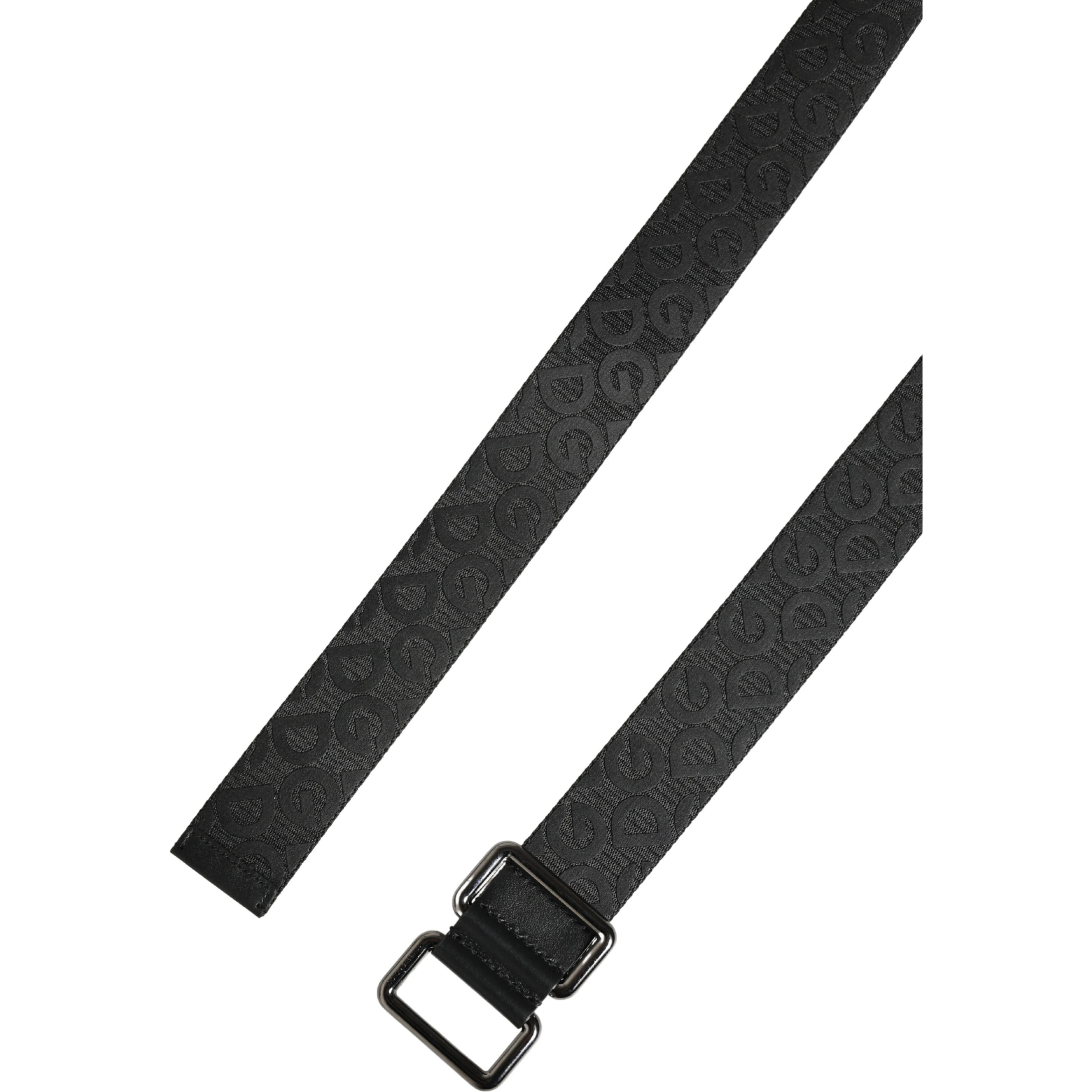 Black Logo Monogram Silver Metal Buckle Belt