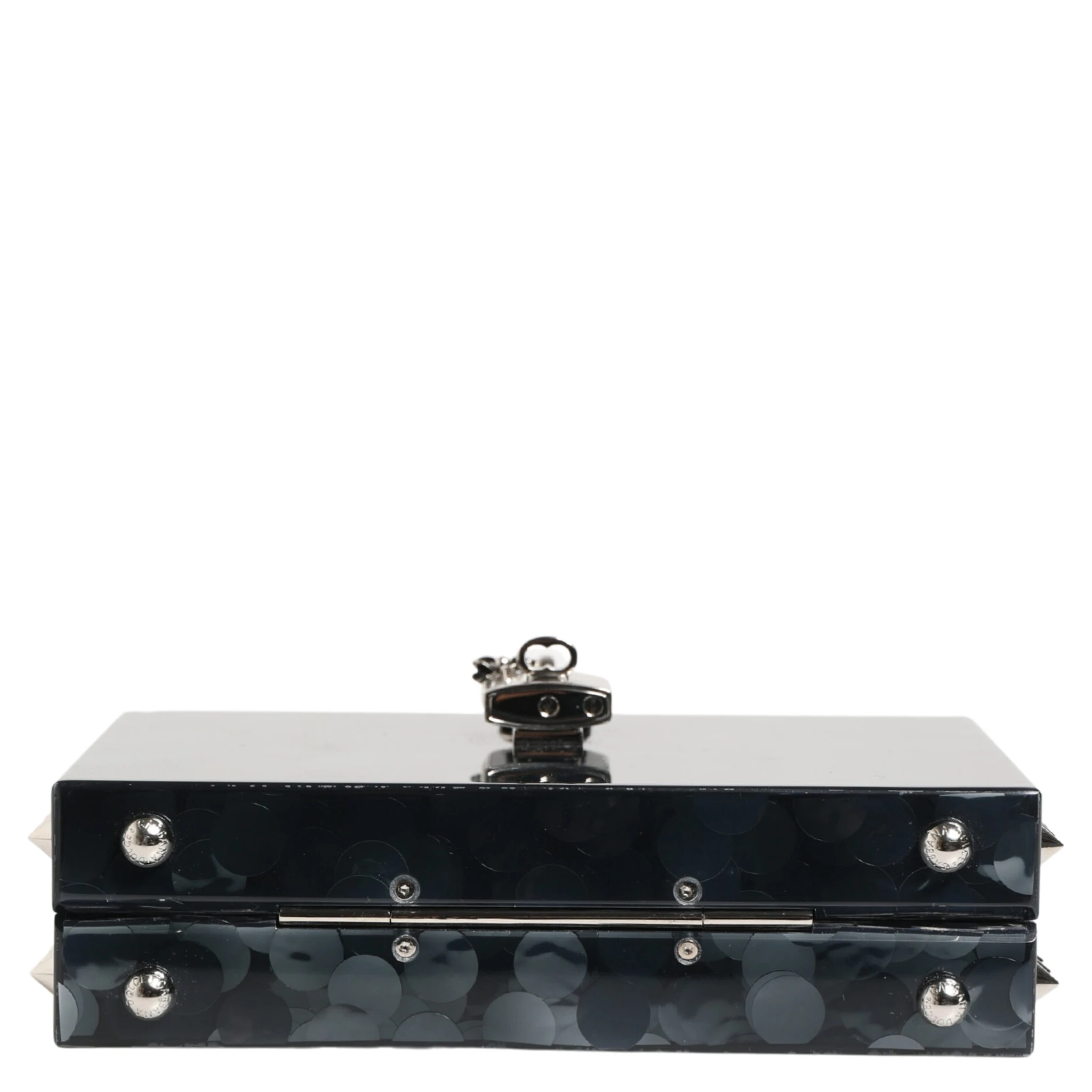 Black Acrylic Plexiglass Studded DOLCE BOX Clutch Bag