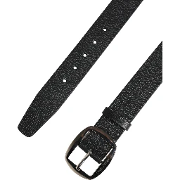 Black Calf Leather Silver Metal Buckle Belt