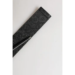 Black Logo Monogram Silver Metal Buckle Belt