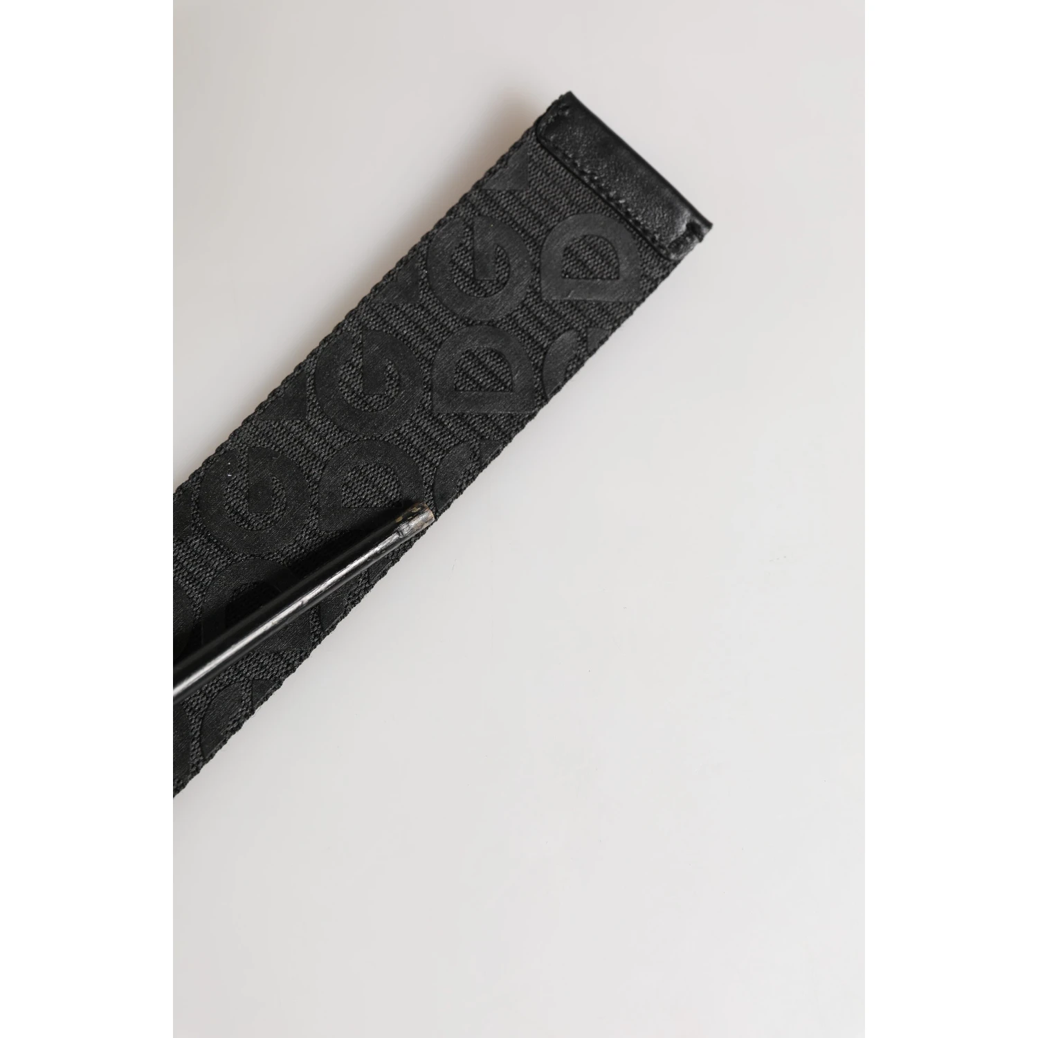 Black Logo Monogram Silver Metal Buckle Belt