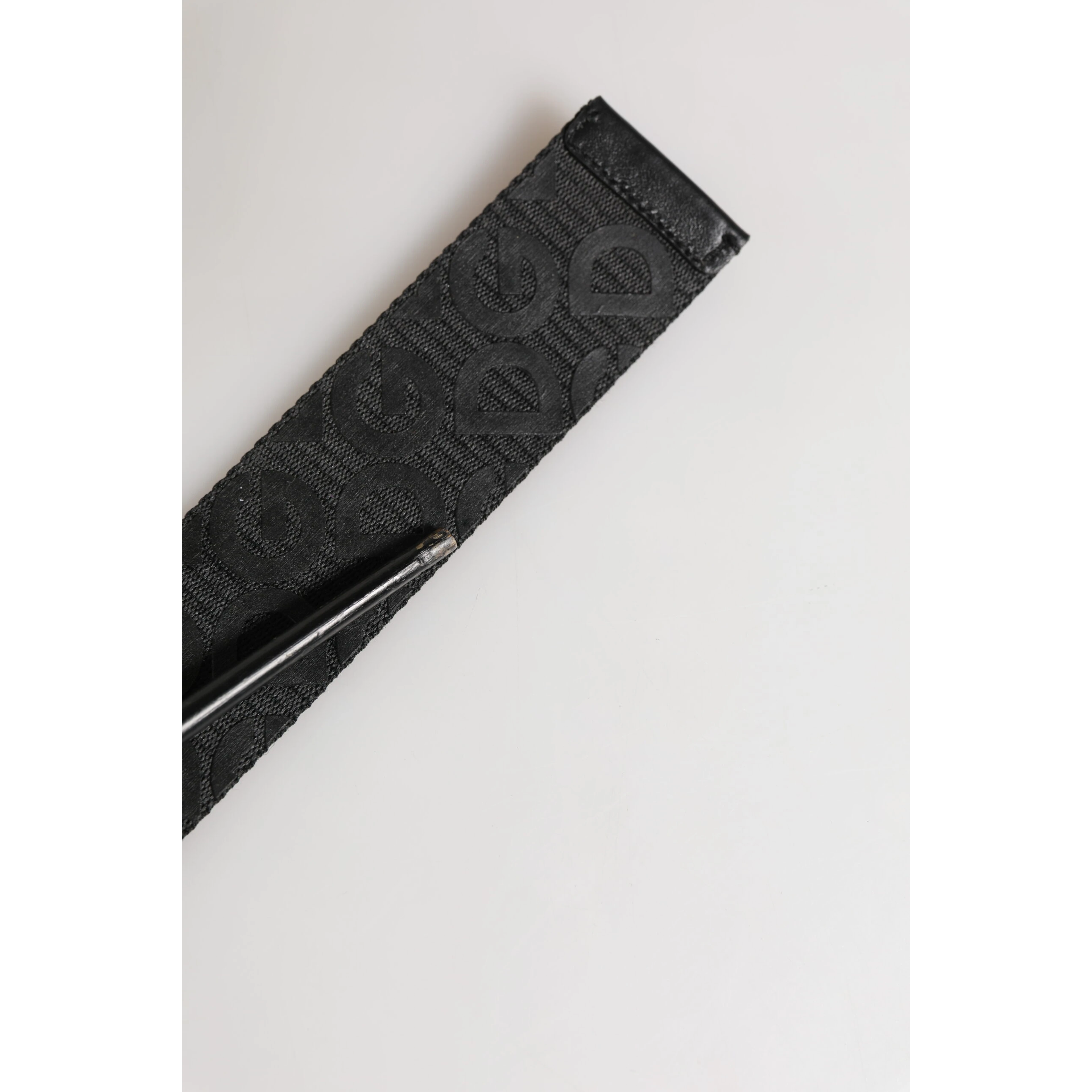 Black Logo Monogram Silver Metal Buckle Belt