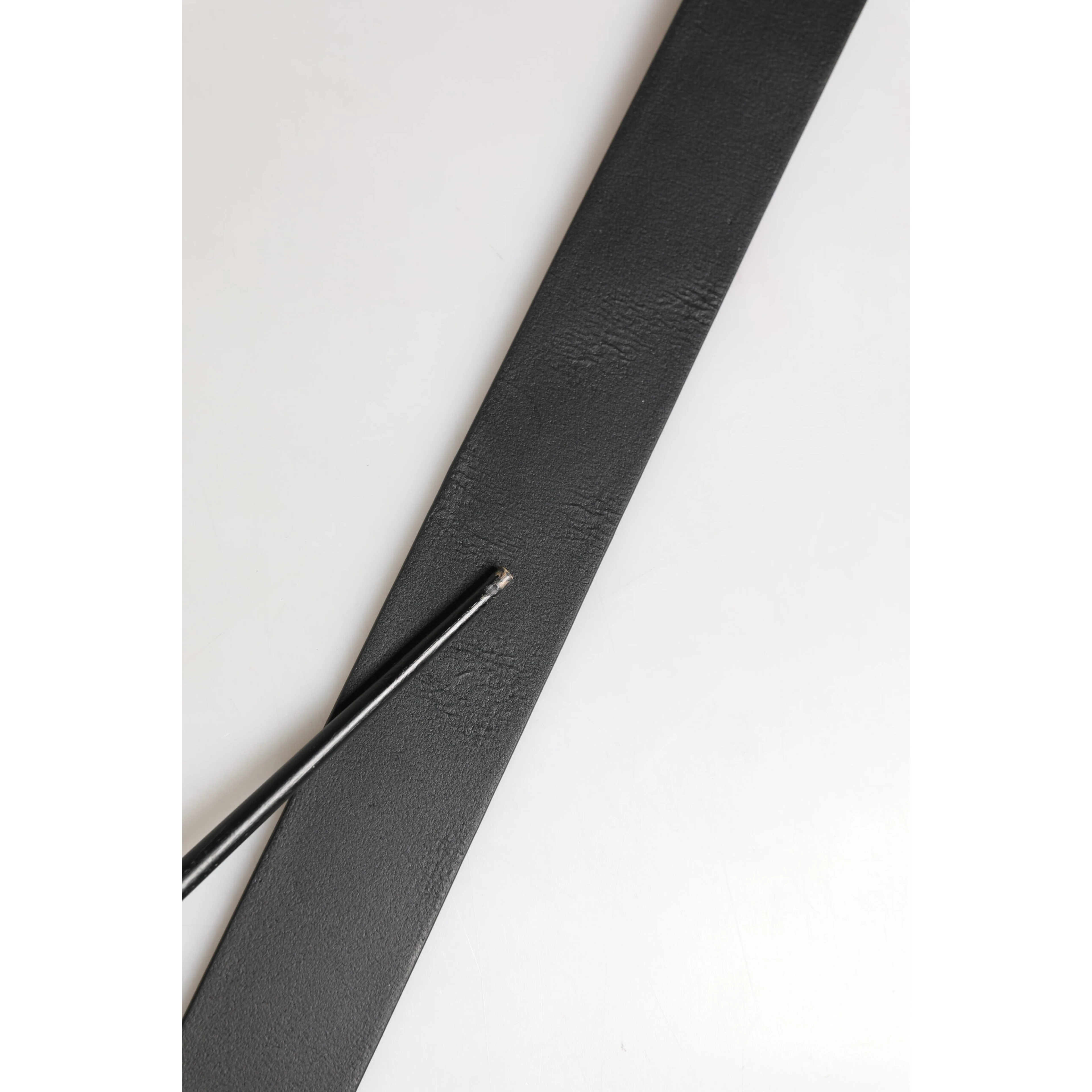 Black Calf Leather Silver Metal Buckle Belt