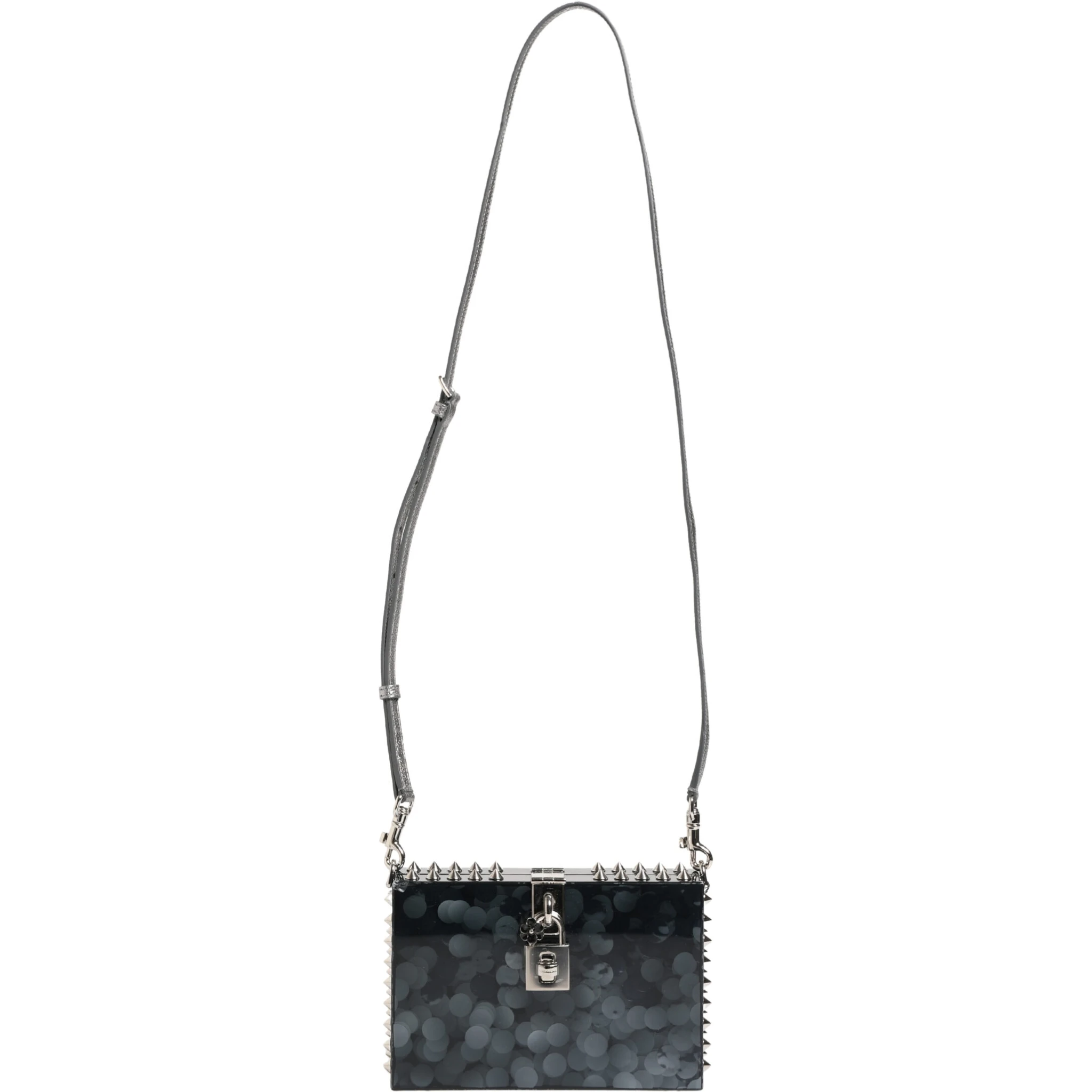 Black Acrylic Plexiglass Studded DOLCE BOX Clutch Bag