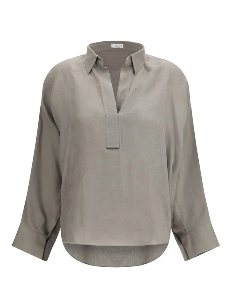 Bicolor Linen Blouse