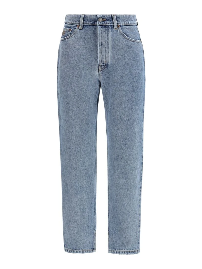 Blue Cotton Tapered Jeans