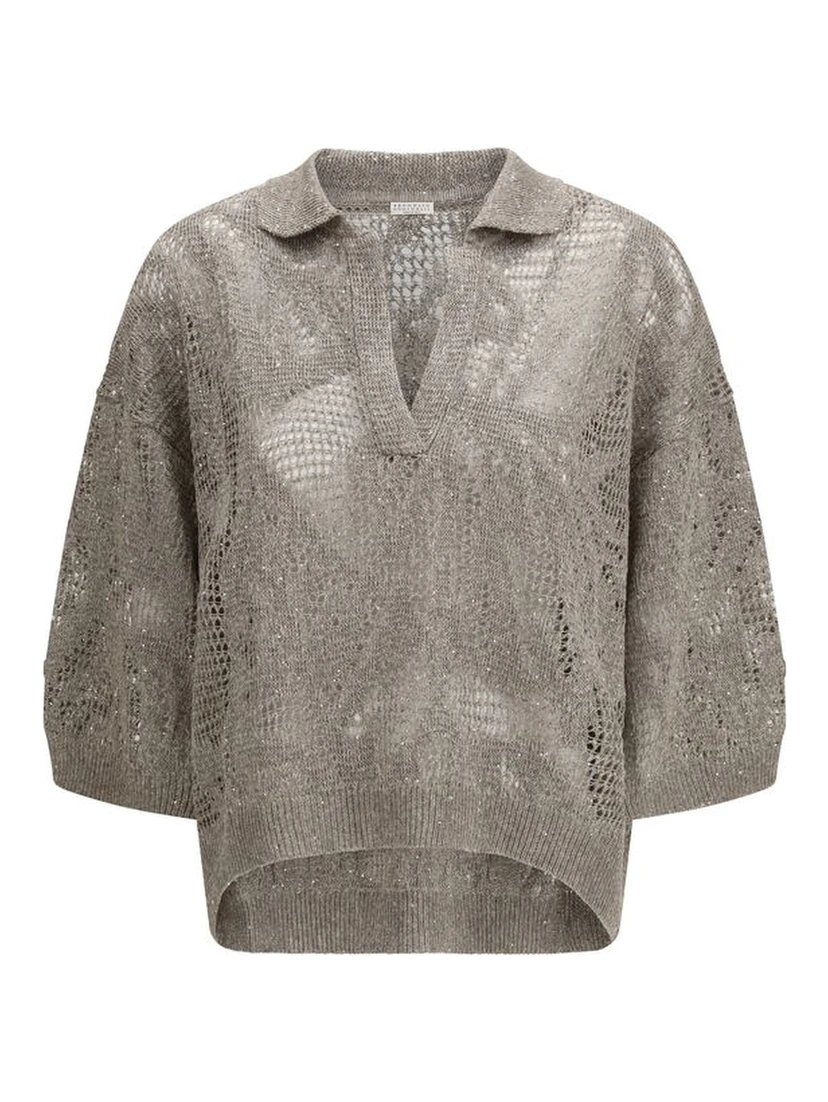 Beige Linen Polo Shirt